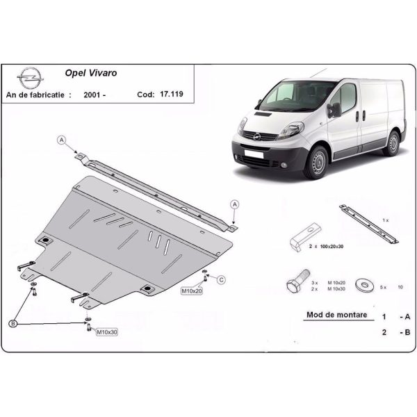 Steel Skid Plate Opel Vivaro 2001-2011