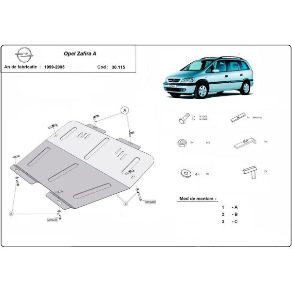 Steel Skid Plate Opel Zafira 1999-2005