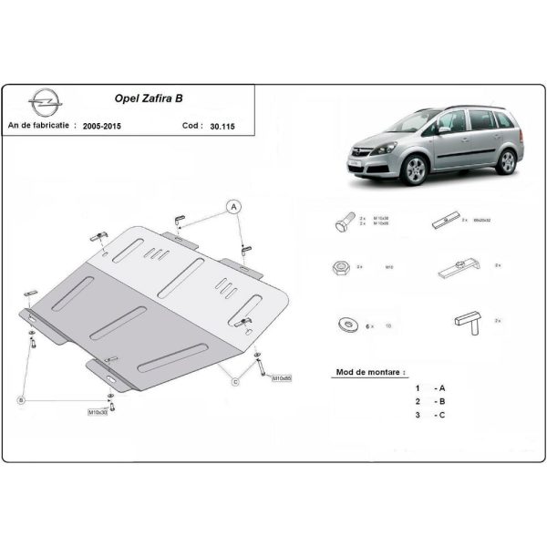 Steel Skid Plate Opel Zafira B 2005-2011