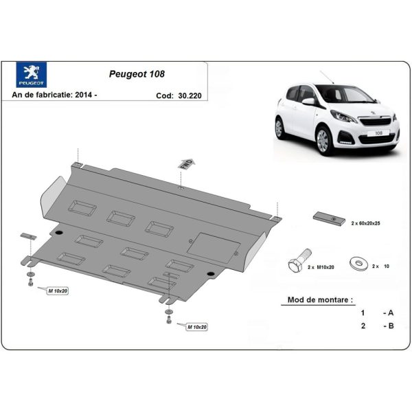 Steel Skid Plate Peugeot 108 2014-2021