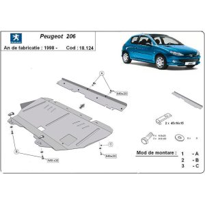 Steel Skid Plate Peugeot 206 1998-2012