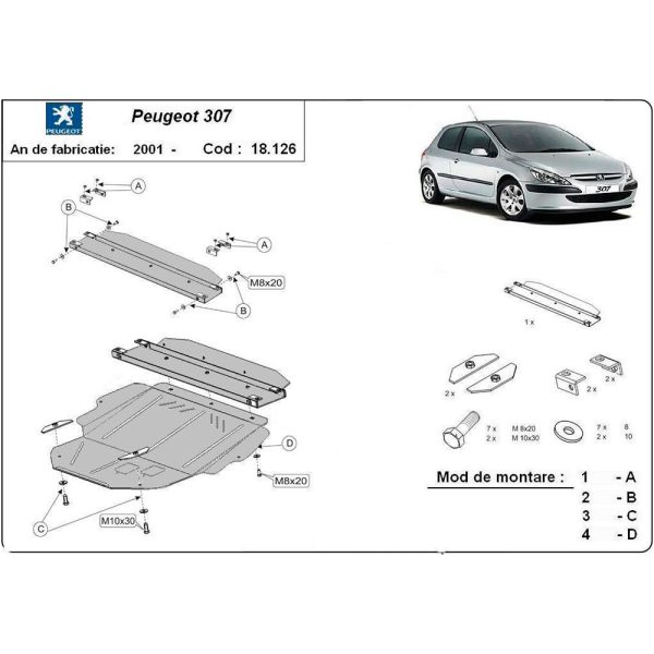 Steel Skid Plate Peugeot 307 2001-2008