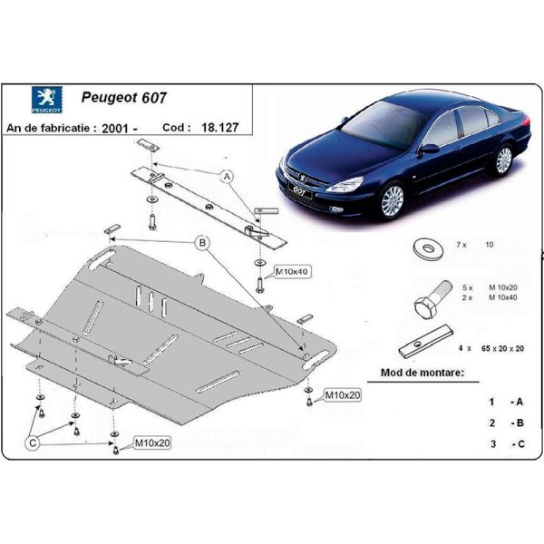 Steel Skid Plate Peugeot 607 2001-2010