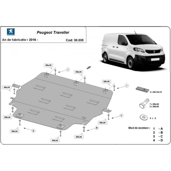Steel Skid Plate Peugeot Traveller 2016-2023
