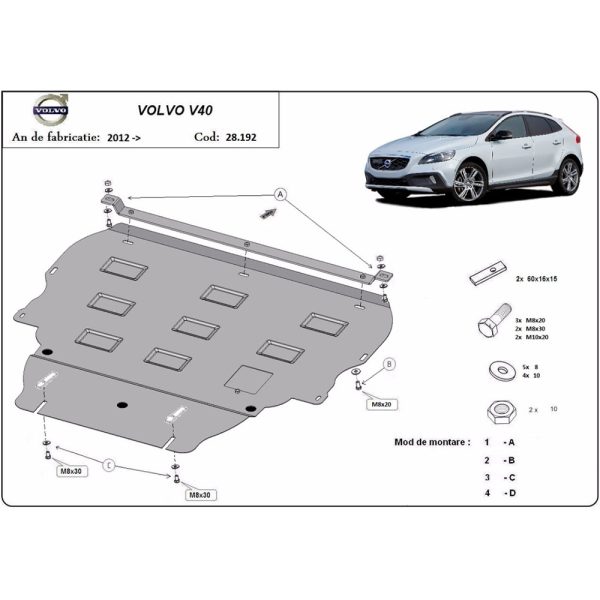 Steel Skid Plate Volvo V40 2012-2019