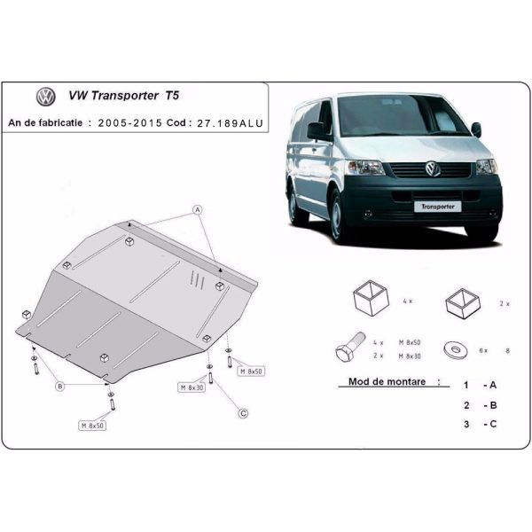 Aluminium Skid Plate Volkswagen Transporter T5 2004-2015