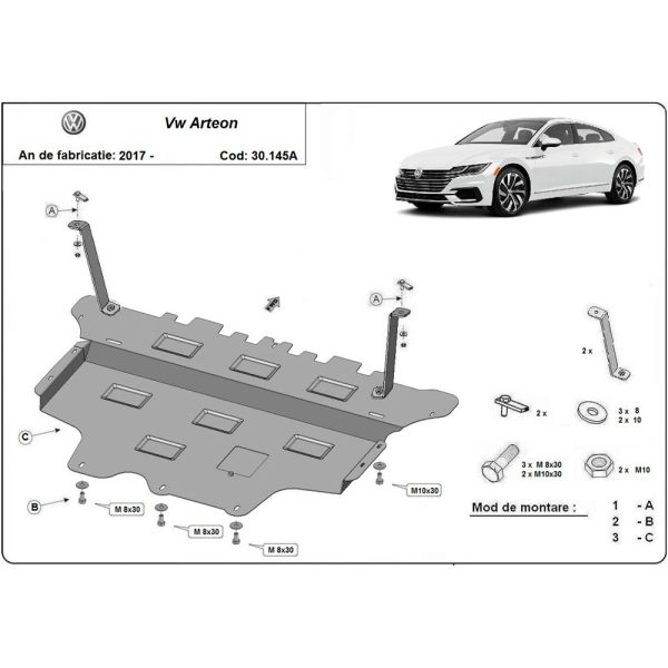 Steel Automatic Gearbox Skid Plate Volkswagen Arteon 2017-2023