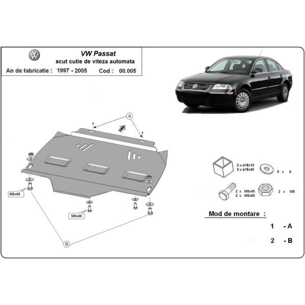 Steel Automatic Gearbox Skid Plate Volkswagen Passat 1997-2005