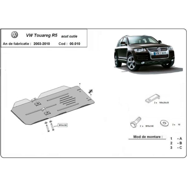 Steel Automatic Gearbox Skid Plate Volkswagen Touareg 2003-2010