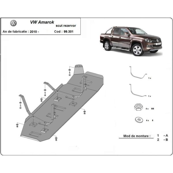 Steel Fuel Tank Skid Plate Volkswagen Amarok 2010-2022