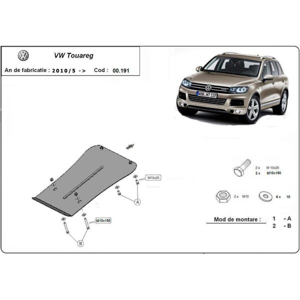 Steel Gearbox Skid Plate Volkswagen Touareg 2010-2018