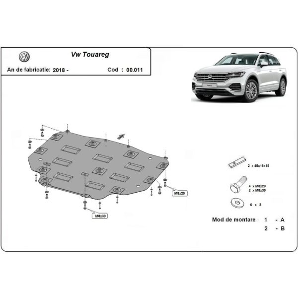 Steel Gearbox Skid Plate Volkswagen Touareg 2018-2023