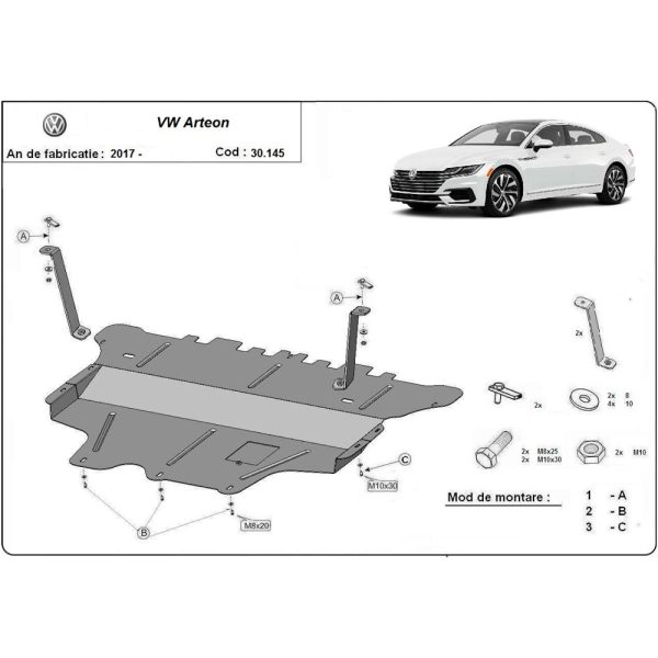 Steel Manual Gearbox Skid Plate Volkswagen Arteon 2017-2023