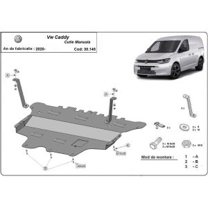 Steel Manual Gearbox Skid Plate Volkswagen Caddy 2020-2023