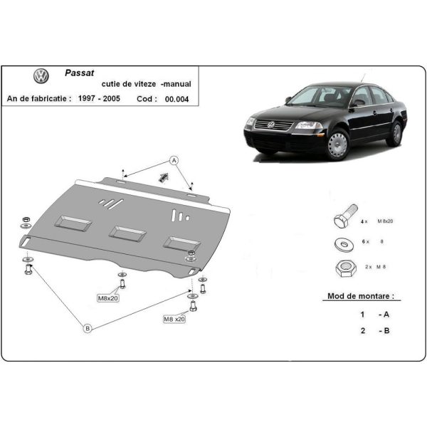 Steel Manual Gearbox Skid Plate Volkswagen Passat 1997-2005