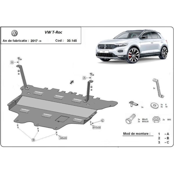 Steel Manual Gearbox Skid Plate Volkswagen T-Roc 2017-2023