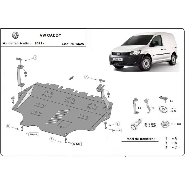 Steel Skid Plate VW Caddy 2011-2020