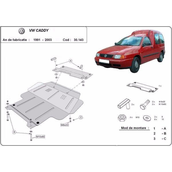 Steel Skid Plate Volkswagen Caddy 1991-2003