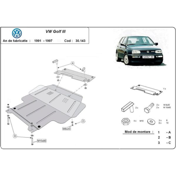 Steel Skid Plate Volkswagen Golf 3 1991-1998