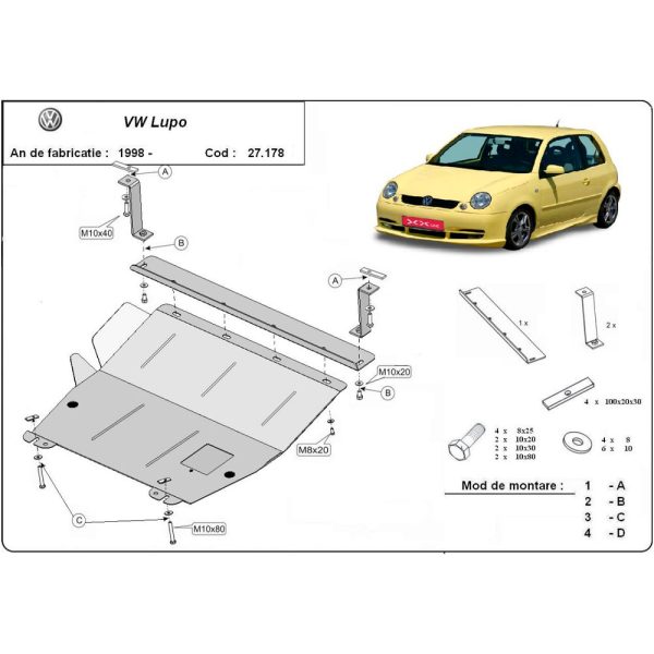 Steel Skid Plate Volkswagen Lupo 1999-2005