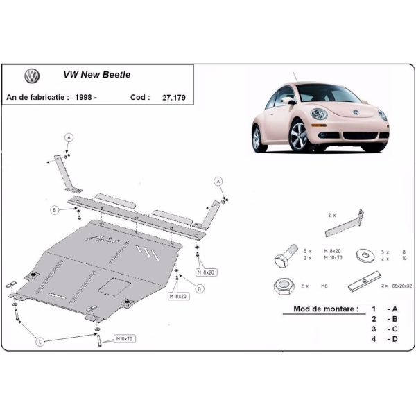 Steel Skid Plate Volkswagen New Beetle 1998-2011