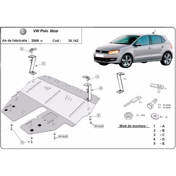 Steel Skid Plate Volkswagen Polo 2009-2017