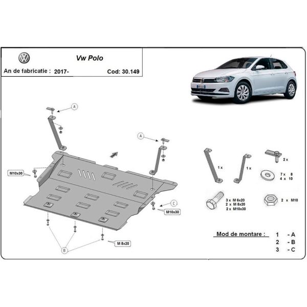 Steel Skid Plate Volkswagen Polo 2017-2023