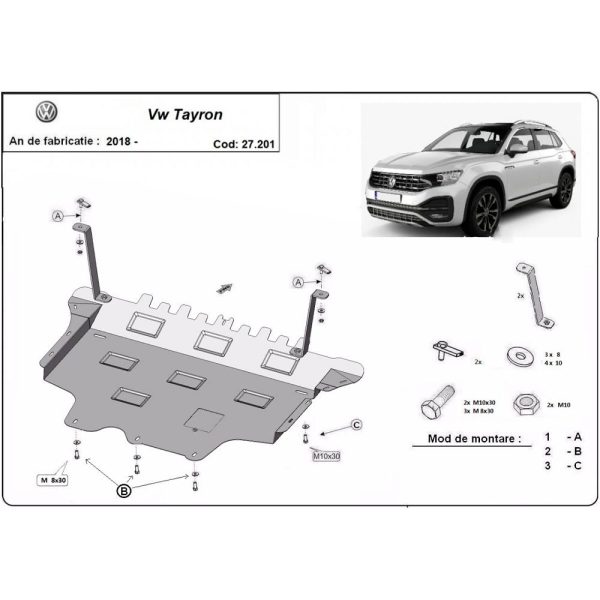 Steel Skid Plate Volkswagen Tayron 2018-2023