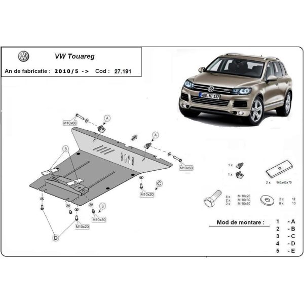 Steel Skid Plate Volkswagen Touareg 2010-2018