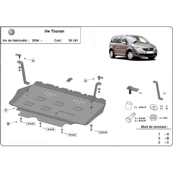 Steel Skid Plate Volkswagen Touran 2003-2015