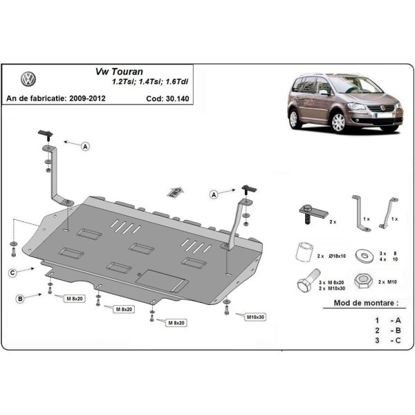 Steel Skid Plate Volkswagen Touran 2010-2015