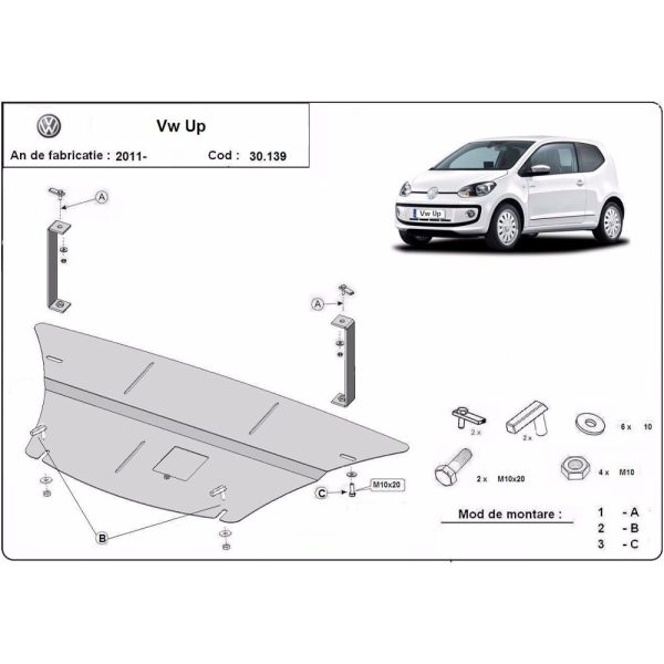 Steel Skid Plate Volkswagen UP 2011-2023