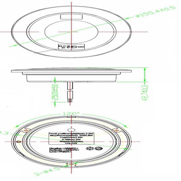 Tail Lamp Tail/brake/indicator,24 Led 10-30v. 2,5m Cable.