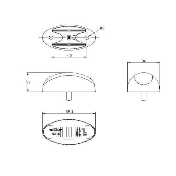 Side Mark Led Orange 12-24v,3 Led 60x36mm