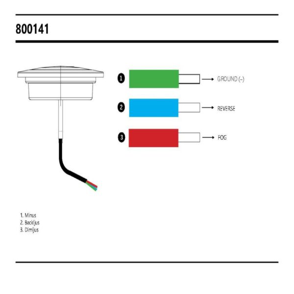 Tail Lamp Fog/reverse,24led 10-30v. 2,5m Cable.