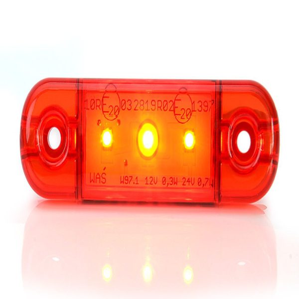 Pos. Light Red Slim 3 Led,9-36v Ip68. E-approved.