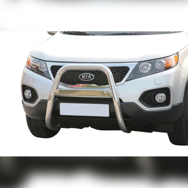 PARE-BUFFLE HAUT INOX AVEC PLAQUE TRANSVERSALE SUR KIA SORENTO 2009-2012