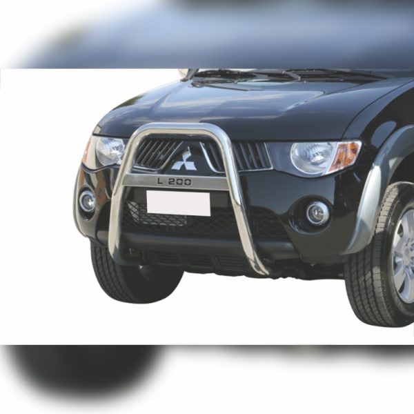 PARE-BUFFLE HAUT INOX AVEC BARRE SUR MITSUBISHI L200 2006-2009