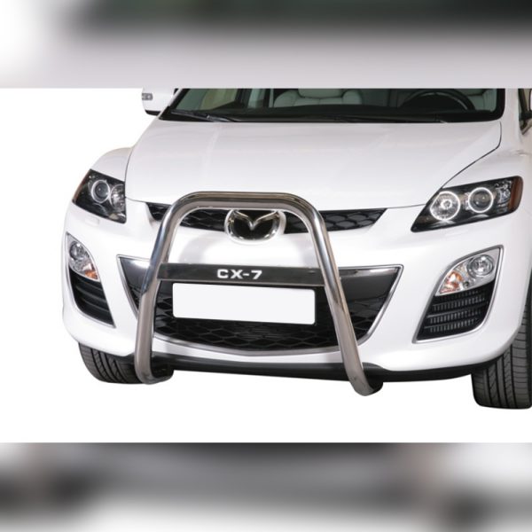 PARE-BUFFLE HAUT INOX AVEC PLAQUE TRANSVERSALE SUR MAZDA CX7 2010-2013