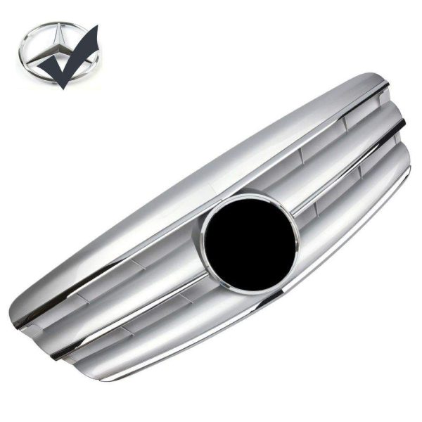 Calandre Sport pour Mercedes W221 S 2005-2009 argent et chrome