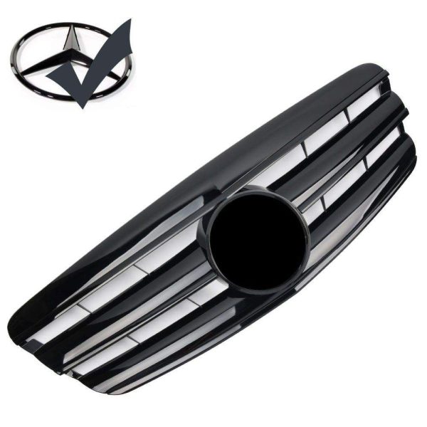 Calandre Sport pour Mercedes W221 S 2005-2009 noir et chromé