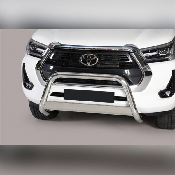 PARE-BUFFLE HOMOLOGUÉ INOX AVEC BARRE SUR TOYOTA HILUX 2021+ (DOUBLE CAB)