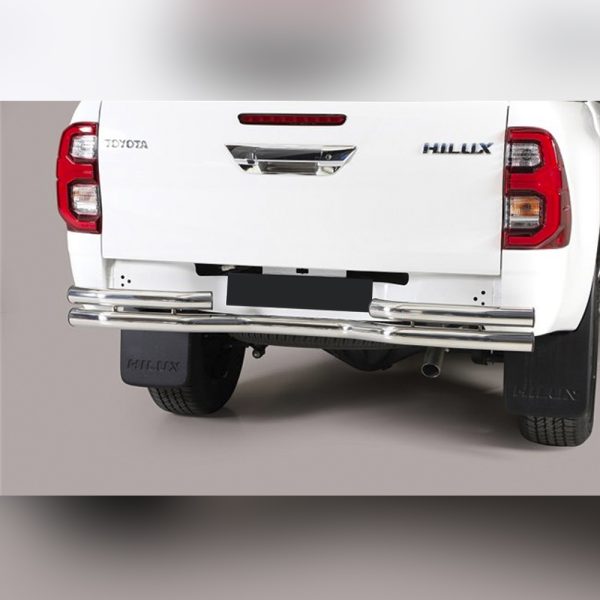 PROTECTION ARRIERE DOUBLE INOX SUR TOYOTA HILUX 2021+ (DOUBLE CABINE)