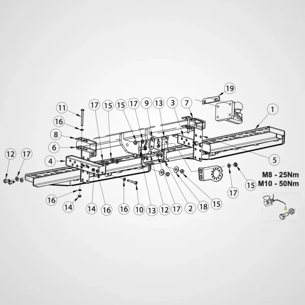 Rear Step MAN TGE 2017+ Inox 1700mm Tow Hitch - Image 2